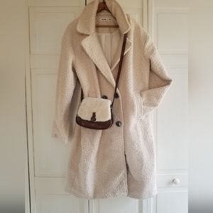Double Breasted Cream Long Duster Coat, szM 8/10 New!